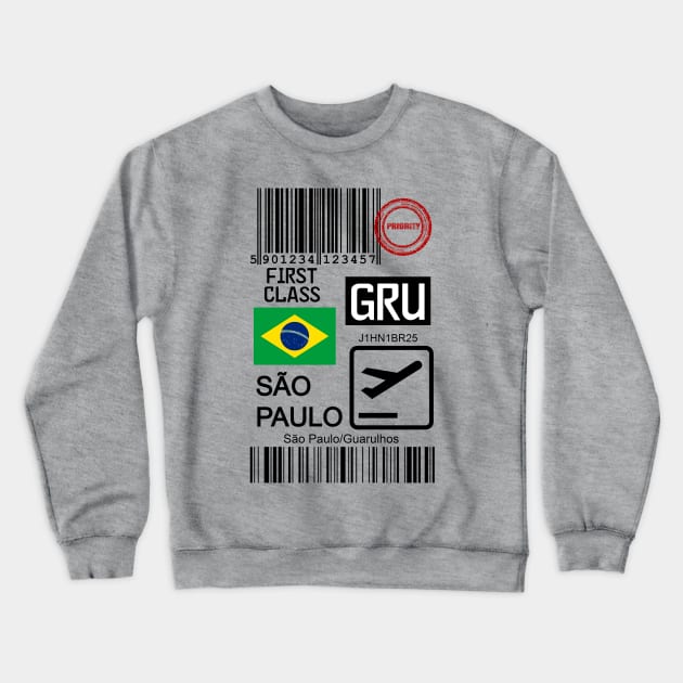 Sao Paulo travel ticket Crewneck Sweatshirt by Travellers